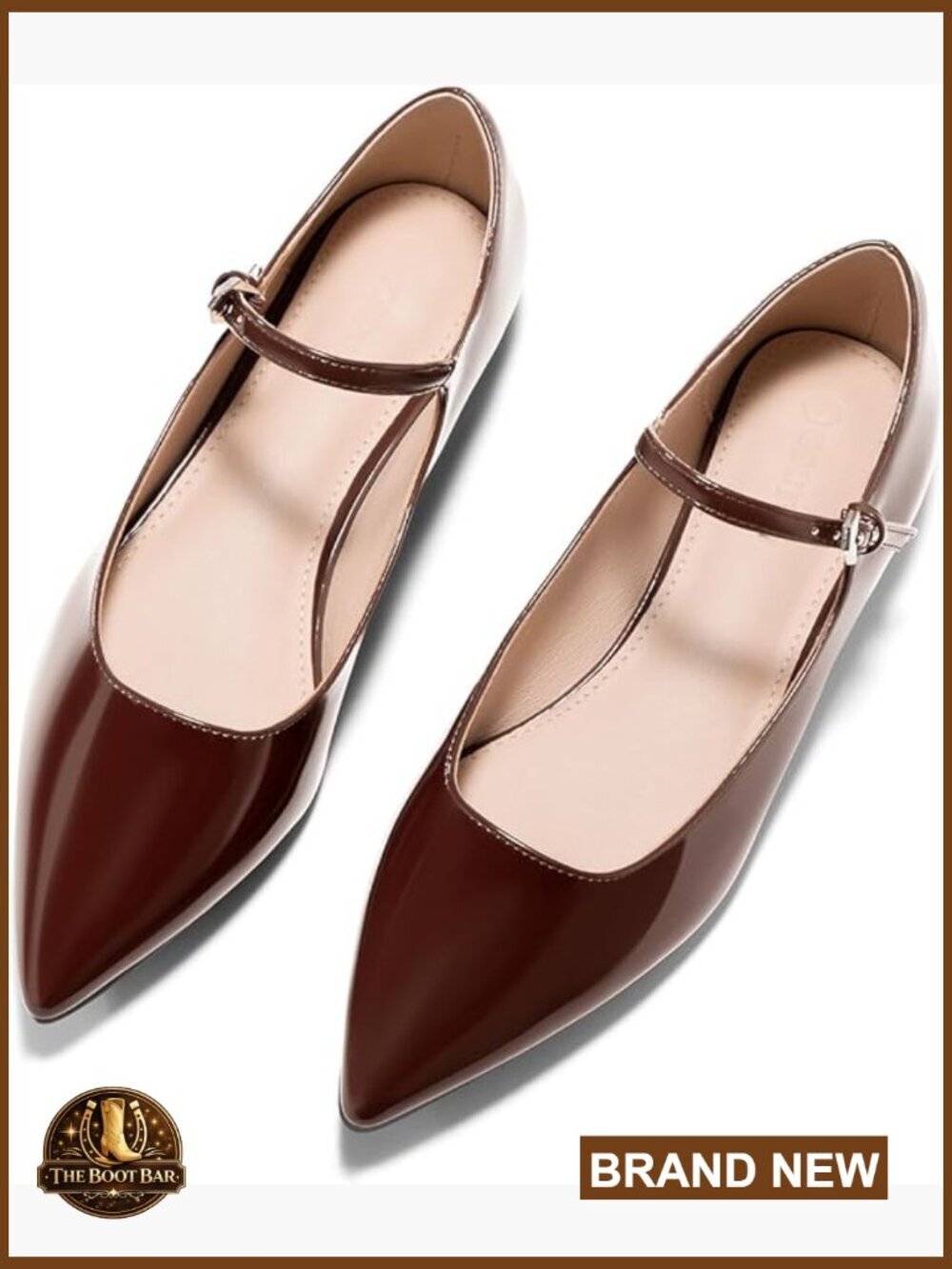 Womens Mary Jane Flats Pointed Toe Ballet Flats Ankle Strap Dress Shoes